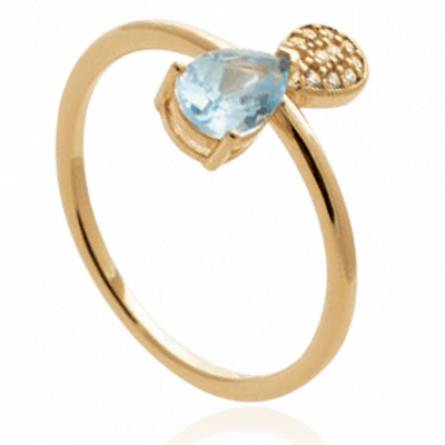 Bague femme plaqué or Monera bleu