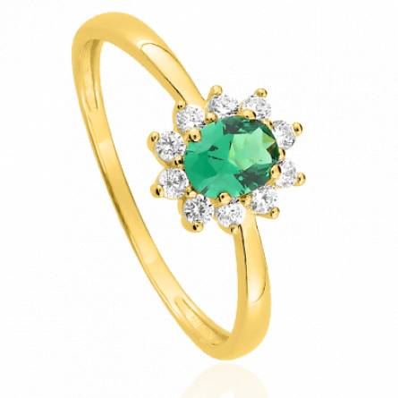 Bague femme plaqué or Nova vert