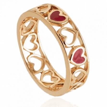 Bague femme plaqué or Orthise coeur rouge