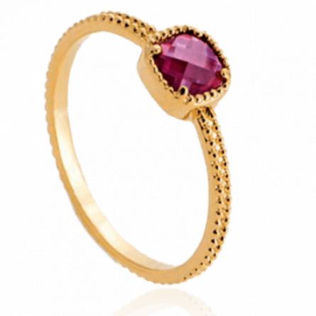 Bague femme plaqué or Rifo carrée rouge