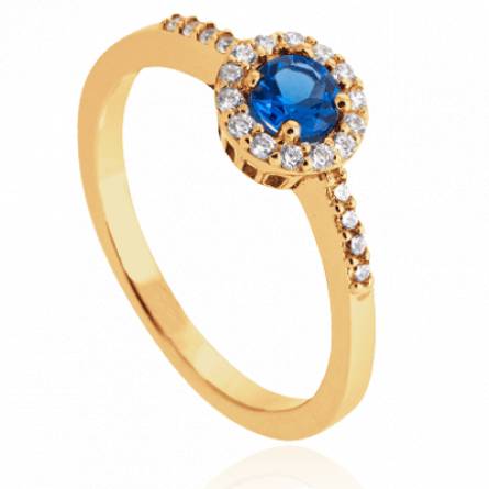 Bague femme plaqué or Tzena bleu