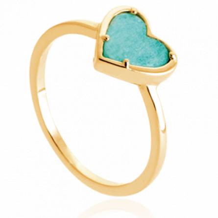 Bague femme plaqué or Vitine coeur turquoise