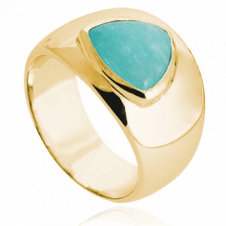 Bague femme plaqué or Yahouba turquoise