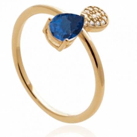 Bague femme plaqué or Zivanko bleu