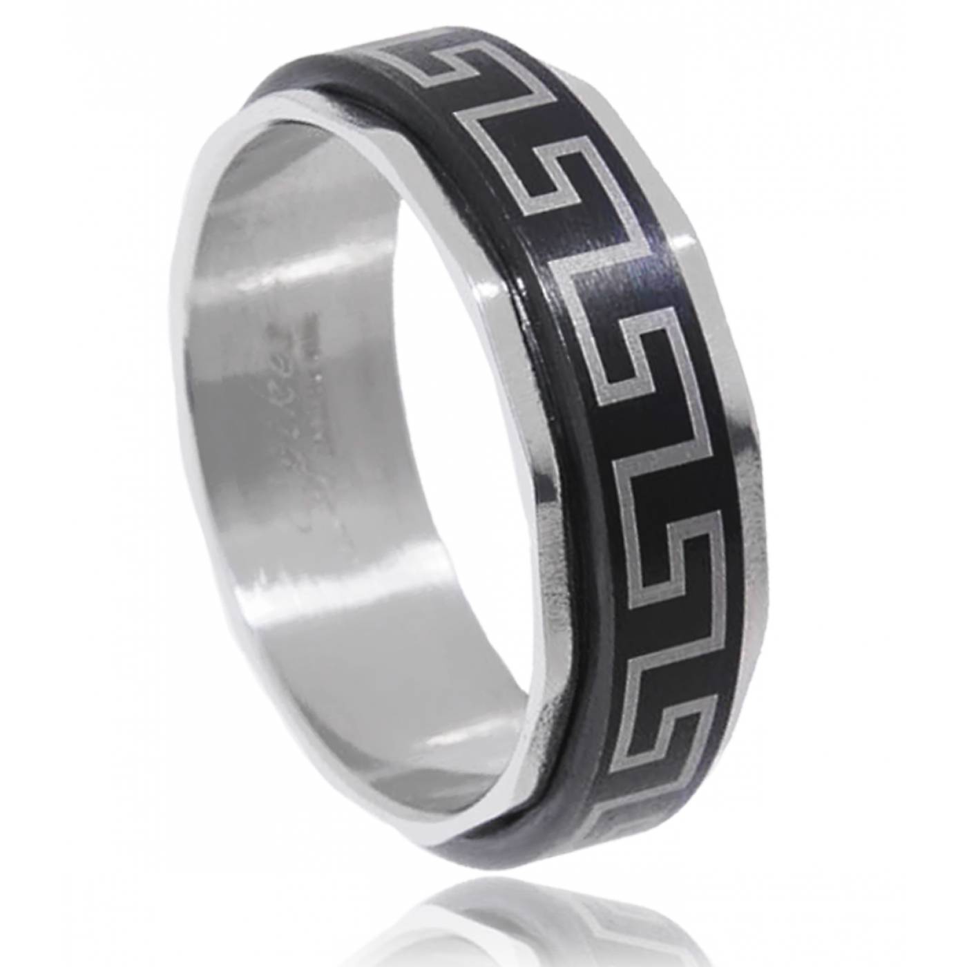 Bague Anti-Stress Homme inca Acier Noir - Spikes