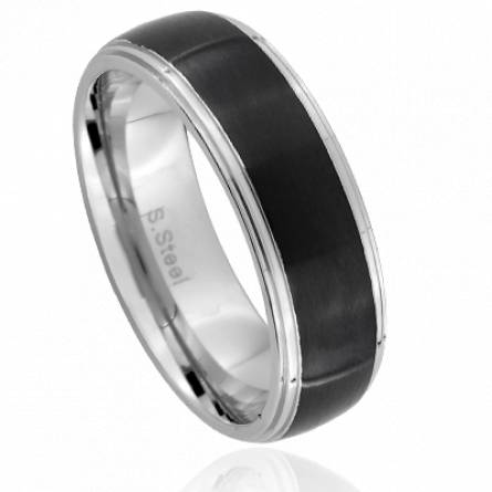 Bague homme acier Chason noir