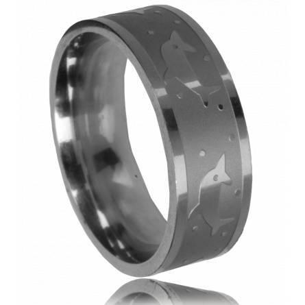 Bague homme acier dauphin