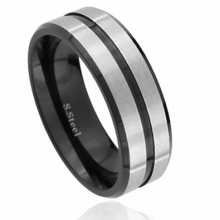 Bague homme acier Ecier noir