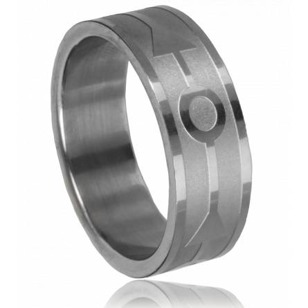 Bague homme acier flêche