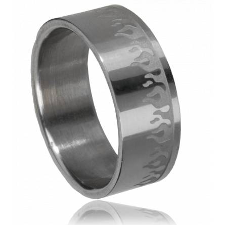 Bague homme acier flammes