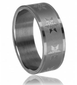 Bague homme acier flocon
