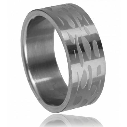 Bague homme acier gouttes