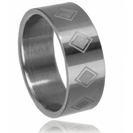 Bague homme acier losange 2