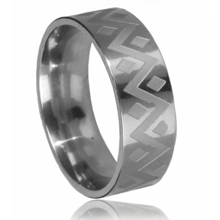 Bague homme acier losange 4