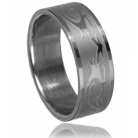 Bague homme acier tribal 3