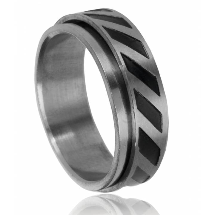 Bague Anti-Stress Homme rouage Noir