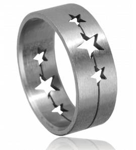 Bague homme incrustée étoiles
