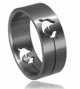 Bague homme incrustée  dauphin