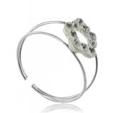 Bague pied argent fleur strass Aresti