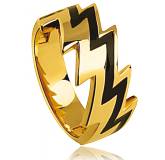 Bague plaqué or laque noire Initia