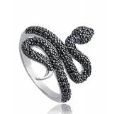 Bague Serpent Strass Noir
