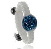 Bague Shamballa blanc boule bleue Arno