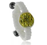 Bague Shamballa blanc boule jaune Arno