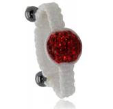 Bague Shamballa blanc boule rouge Arno
