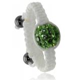 Bague Shamballa blanc boule verte Arno