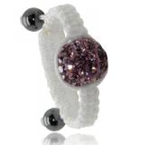Bague Shamballa blanc boule violette Arno