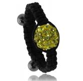 Bague Shamballa noir boule jaune Arno