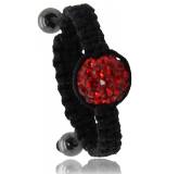 Bague Shamballa noir boule rouge Arno