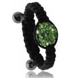 Bague Shamballa noir boule verte Arno