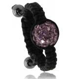 Bague Shamballa noir boule violette Arno