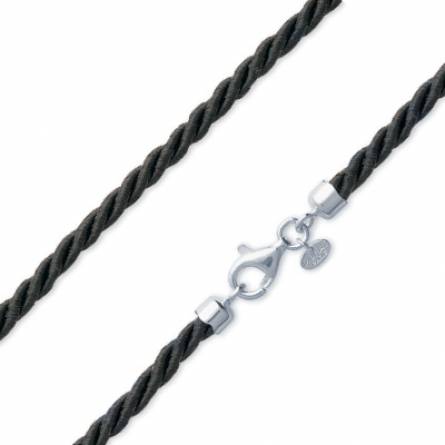 black braided silk necklace silver clasp