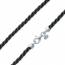 black braided silk necklace silver clasp mini