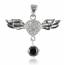 Black silver winged heart pendant mini