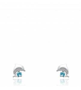 Boucles d'oreilles cristal dauphin cyan