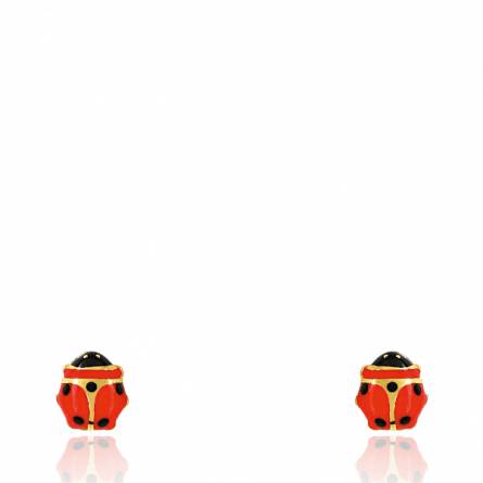 Boucles d'oreilles enfant or Coccinnel rouge