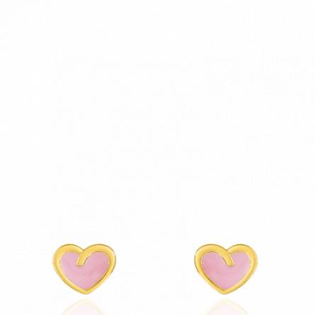 Boucles d'oreilles enfant or Delicatesse coeur rose