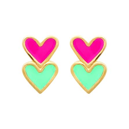 Boucles d'oreilles enfant plaqué or Asty coeur rose