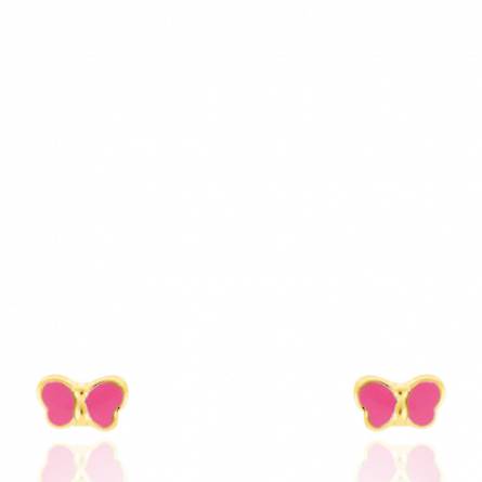 Boucles d'oreilles enfant plaqué or Butterfly rose