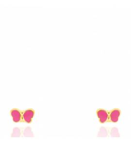Boucles d'oreilles enfant plaqué or Butterfly rose