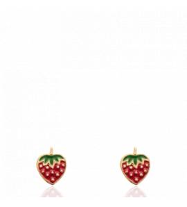 Boucles d'oreilles enfant plaqué or Sariyu rouge