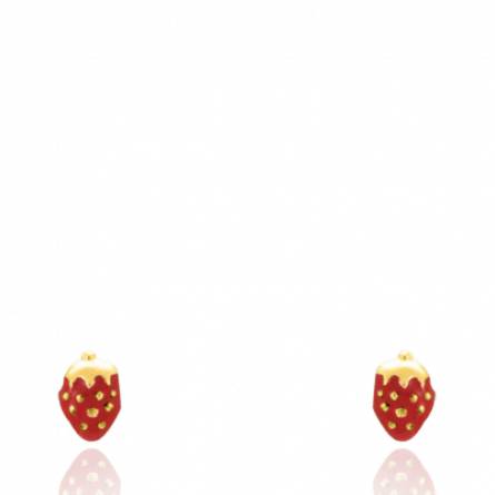 Boucles d'oreilles enfant plaqué or Strawberry rouge
