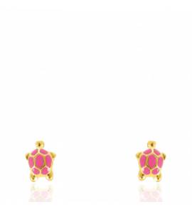 Boucles d'oreilles enfant plaqué or Tartaruga rose