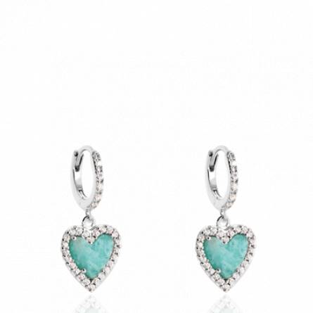 Boucles d'oreilles femme argent Alecia coeur turquoise