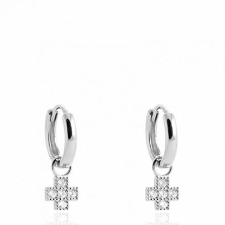 Boucles d'oreilles femme argent Baljit croix