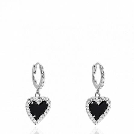 Boucles d'oreilles femme argent Colisa coeur noir