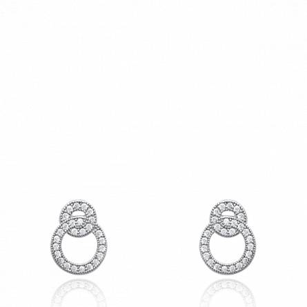 Boucles d'oreilles femme argent Edwena ronde gris